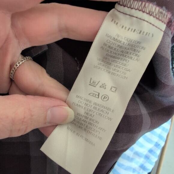 Burberry Brit Womens Button Down Shirt Purple Red PLaid Long Sleeve Small Preppy - Picture 5 of 7